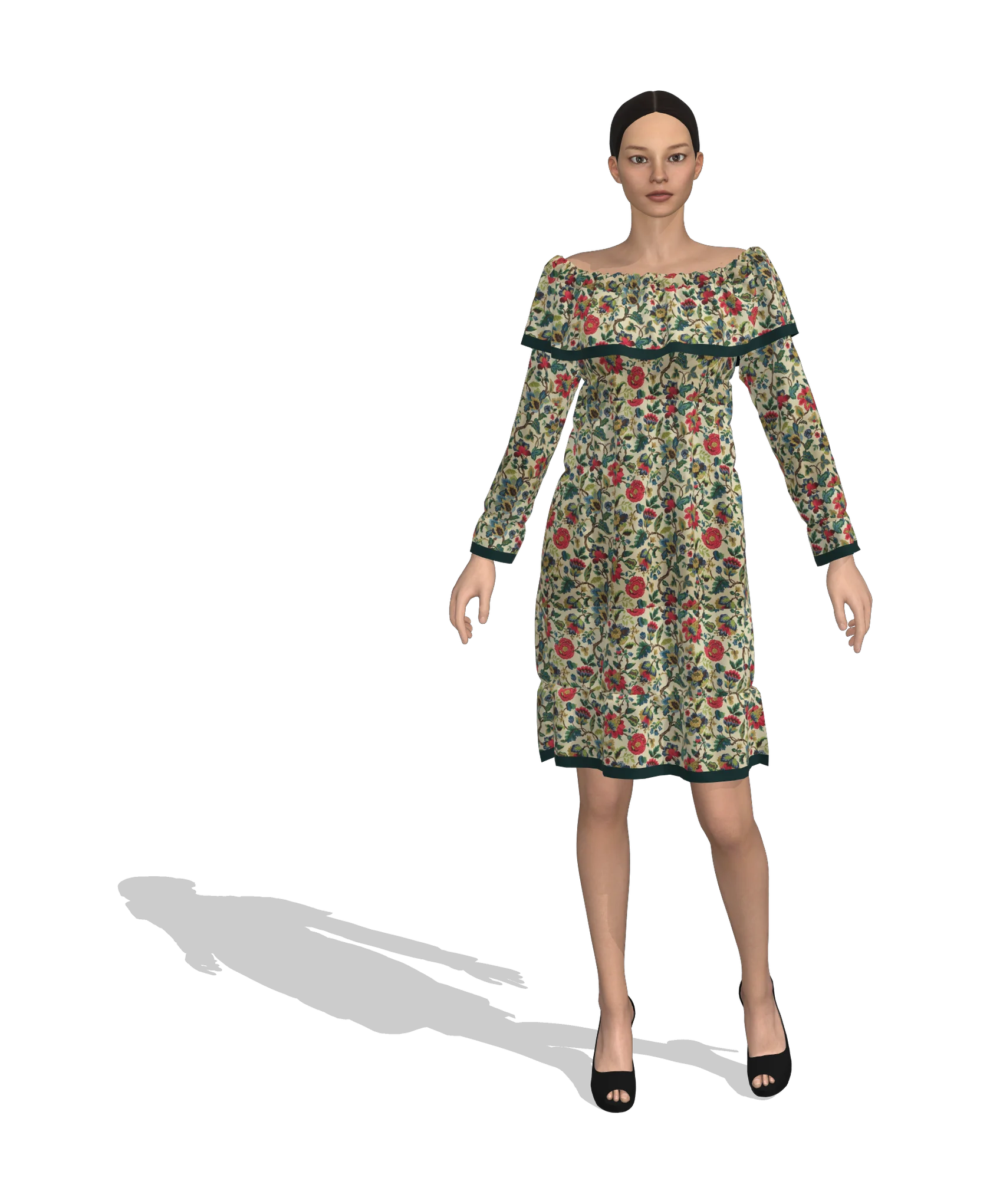KDscion p56 full sleeve shift dress - elastic lines